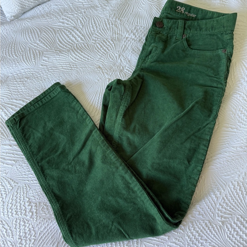 J. Crew Matchstick Dark Green Corduroy Trousers - Never Worn